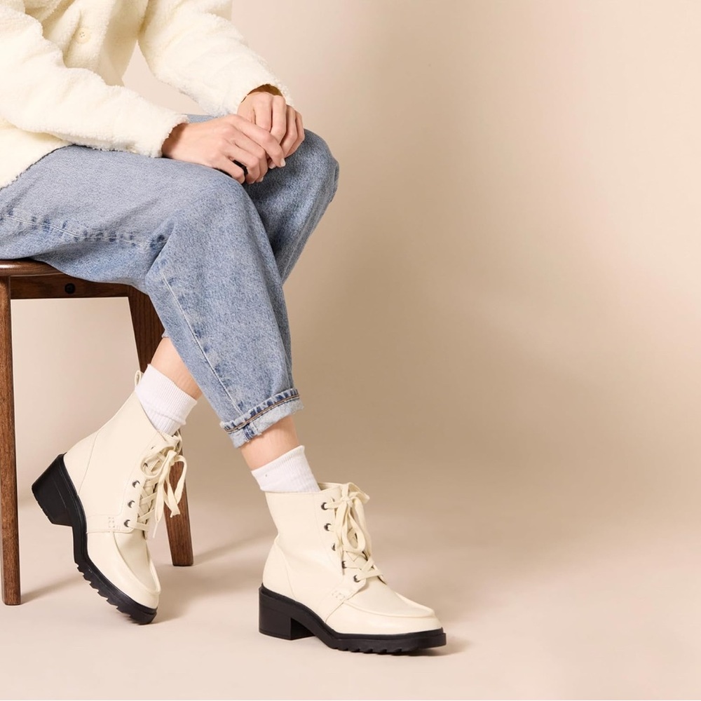 New In Box! Winter White Moc Toe Boots
